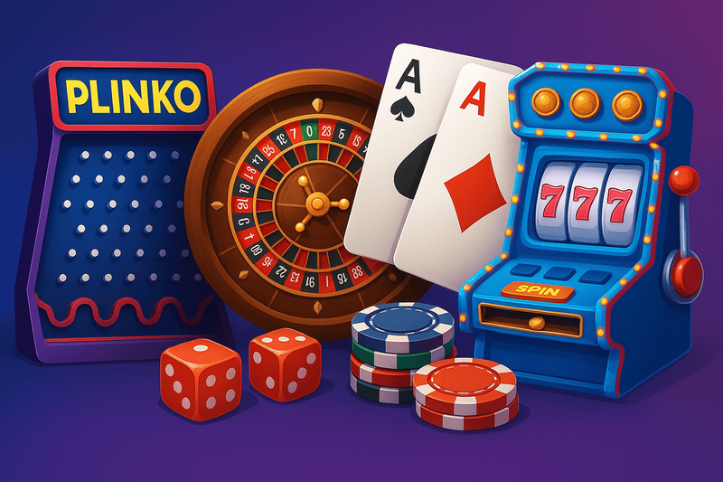Jeux populaires sur Nine Casino avec Plinko, roulette, poker et machine à sous pour bien choisir son jeu en ligne.